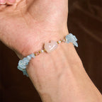 Fortune Jewel Natural Irregular Aquamarine Cute Cat Healing Bracelet