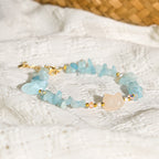 Fortune Jewel Natural Irregular Aquamarine Cute Cat Healing Bracelet