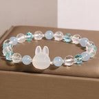 Fortune Jewel Natural Rabbit Aquamarine White Crystal Healing Bracelet
