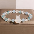 Fortune Jewel Natural Rabbit Aquamarine White Crystal Healing Bracelet