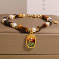 Fortune Jewel Natural Bamboo Tiger Eye Pearl Strength Bracelet