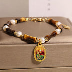 Fortune Jewel Natural Bamboo Tiger Eye Pearl Strength Bracelet