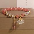 Fortune Jewel Auspicious Clouds Strawberry Quartz White Agate White Crystal Positive Bracelet
