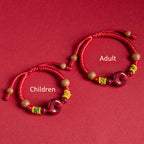 Fortune Jewel Red String Peach Wood Peace Buckle Cinnabar Protection Adult Kid Bracelet