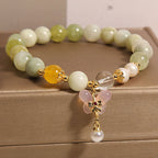 Fortune Jewel Natural Butterfly Serpentine Jade Yanyuan Agate Luck Bracelet