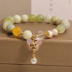 Fortune Jewel Natural Butterfly Serpentine Jade Yanyuan Agate Luck Bracelet