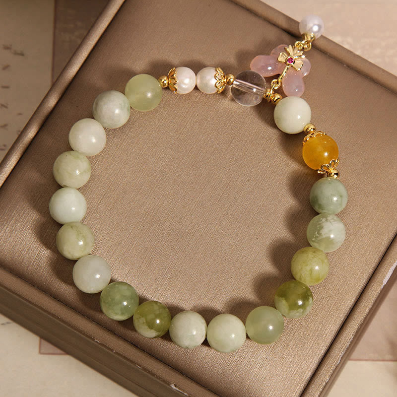 Fortune Jewel Natural Butterfly Serpentine Jade Yanyuan Agate Luck Bracelet