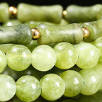 Fortune Jewel Retro Multilayer Lily of the Valley Bamboo Green Chalcedony Strength Bracelet