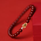 Fortune Jewel Gourd Pearl Cinnabar Blessing Beads Bracelet
