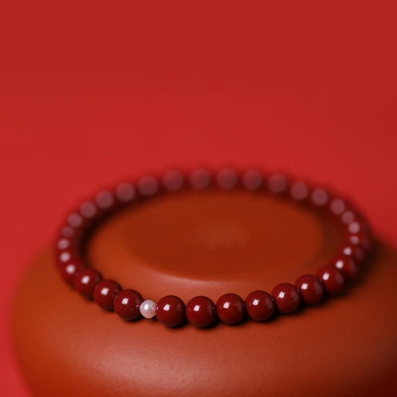 Fortune Jewel Gourd Pearl Cinnabar Blessing Beads Bracelet