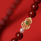 Fortune Jewel Gourd Pearl Cinnabar Blessing Beads Bracelet