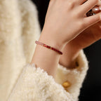 Fortune Jewel Natural Cinnabar Pink Crystal Strawberry Quartz Lucky Koi Fish Blessing Bracelet