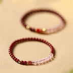 Fortune Jewel Natural Cinnabar Pink Crystal Strawberry Quartz Lucky Koi Fish Blessing Bracelet