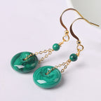 Fortune Jewel Natural Malachite Peace Buckle Calmness  Earrings