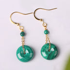 Fortune Jewel Natural Malachite Peace Buckle Calmness  Earrings