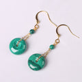 Fortune Jewel Natural Malachite Peace Buckle Calmness  Earrings