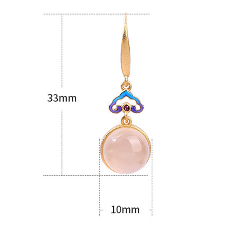 Fortune Jewel 925 Sterling Silver Posts Natural Chalcedony Gold-plated Harmony Earrings