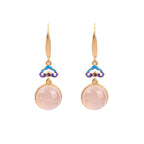 Fortune Jewel 925 Sterling Silver Posts Natural Chalcedony Gold-plated Harmony Earrings