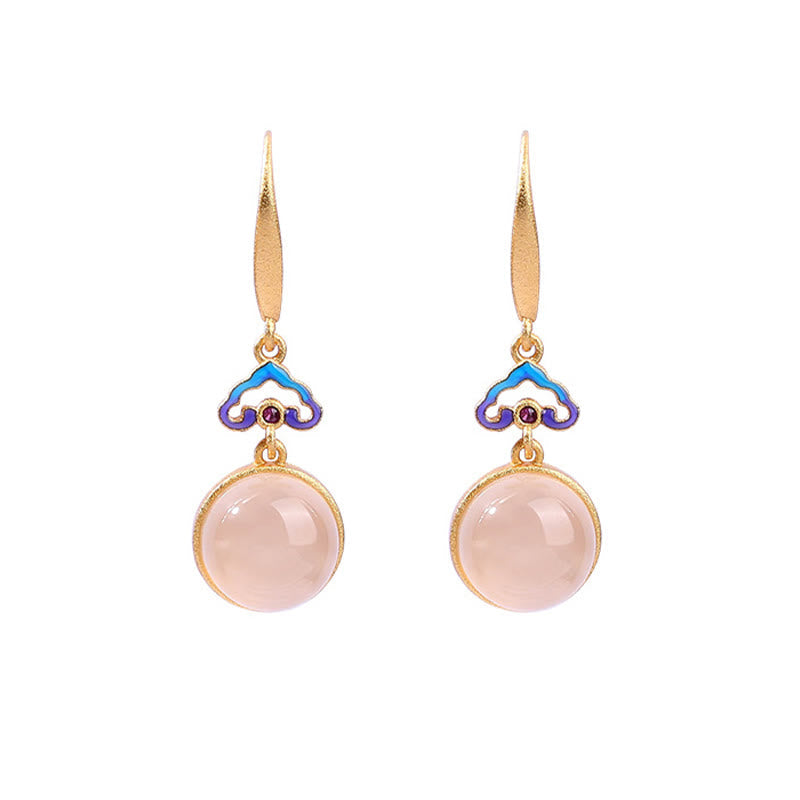 Fortune Jewel 925 Sterling Silver Posts Natural Chalcedony Gold-plated Harmony Earrings