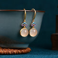 Fortune Jewel 925 Sterling Silver Posts Natural Chalcedony Gold-plated Harmony Earrings
