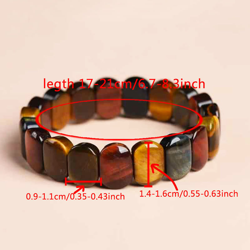 Fortune Jewel Natural Colored Tiger Eye Oval Beads Strength Bracelet