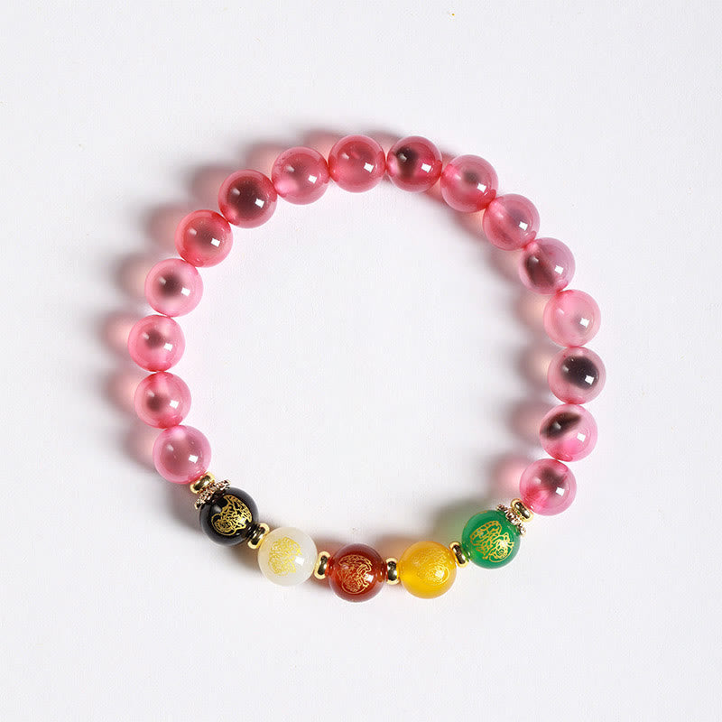 Fortune Jewel Natural Colorful Candy Agate Five Gods Of Wealth Harmony Bracelet