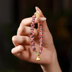 Fortune Jewel Natural Colorful Candy Agate Golden Lotus Pod Healing Bracelet