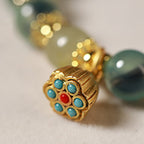 Fortune Jewel Natural Colorful Candy Agate Golden Lotus Pod Healing Bracelet