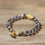 Fortune Jewel Natural Colorful Candy Agate Golden Lotus Pod Healing Bracelet
