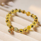Fortune Jewel Natural Colorful Candy Agate Golden Lotus Pod Healing Bracelet