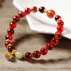 Fortune Jewel Natural Colorful Candy Agate Golden Lotus Pod Healing Bracelet