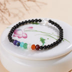 Fortune Jewel Ultra-fine 4mm Black Tourmaline Colorful Stone Bracelet