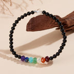 Fortune Jewel Ultra-fine 4mm Black Tourmaline Colorful Stone Bracelet