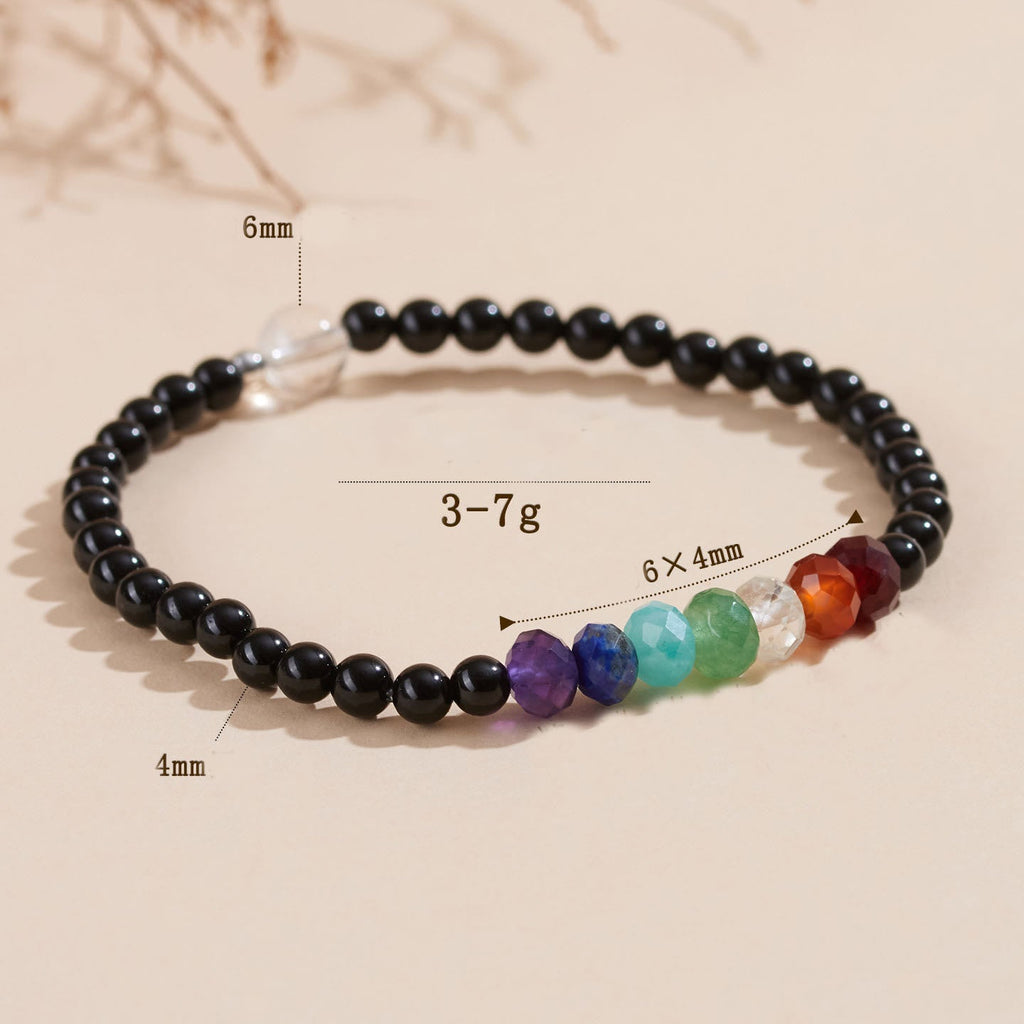 Fortune Jewel Ultra-fine 4mm Black Tourmaline Colorful Stone Bracelet