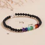 Fortune Jewel Ultra-fine 4mm Black Tourmaline Colorful Stone Bracelet