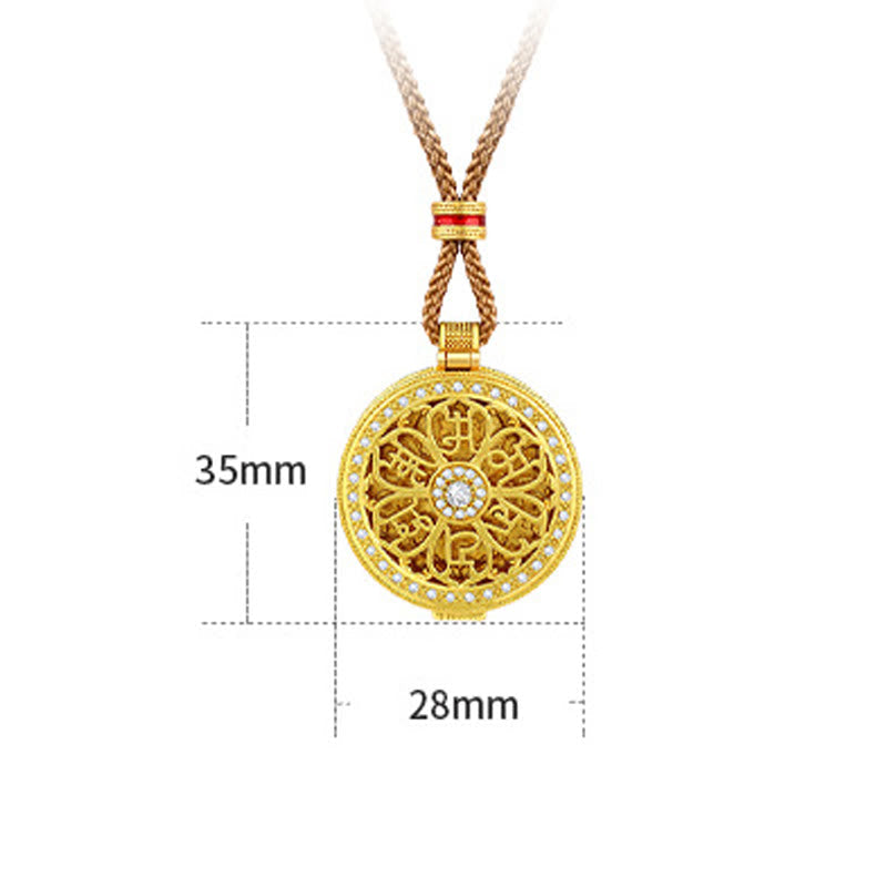 Fortune Jewel Om Mani Padme Hum Openable Copper Plated Gold Wealth Necklace Pendant