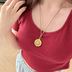 Fortune Jewel Om Mani Padme Hum Openable Copper Plated Gold Wealth Necklace Pendant