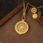 Fortune Jewel Om Mani Padme Hum Openable Copper Plated Gold Wealth Necklace Pendant