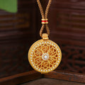 Fortune Jewel Om Mani Padme Hum Openable Copper Plated Gold Wealth Necklace Pendant