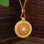 Fortune Jewel Om Mani Padme Hum Openable Copper Plated Gold Wealth Necklace Pendant