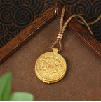Fortune Jewel Om Mani Padme Hum Openable Copper Plated Gold Wealth Necklace Pendant