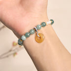 Fortune Jewel Blue Jade Peace Buckle Pearl Beads Prosperity Bracelet