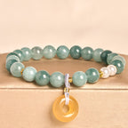 Fortune Jewel Blue Jade Peace Buckle Pearl Beads Prosperity Bracelet