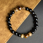 Fortune Jewel Black Obsidian Beads Sectional Tiger Eye Stone Purification Bracelet