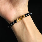 Fortune Jewel Black Obsidian Beads Sectional Tiger Eye Stone Purification Bracelet