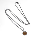 Fortune Jewel Natural Stone Turquoise Tiger Eye  Lazurite Malachite Titanium Steel Purification Necklace Pendant