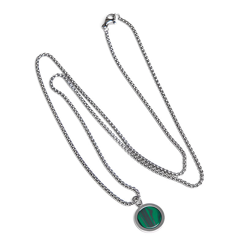 Fortune Jewel Natural Stone Turquoise Tiger Eye  Lazurite Malachite Titanium Steel Purification Necklace Pendant
