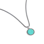 Fortune Jewel Natural Stone Turquoise Tiger Eye  Lazurite Malachite Titanium Steel Purification Necklace Pendant