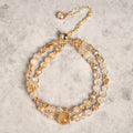 Fortune Jewel Natural Citrine Pink Crystal Beads Pleasure Creativity Double Layer Bracelet