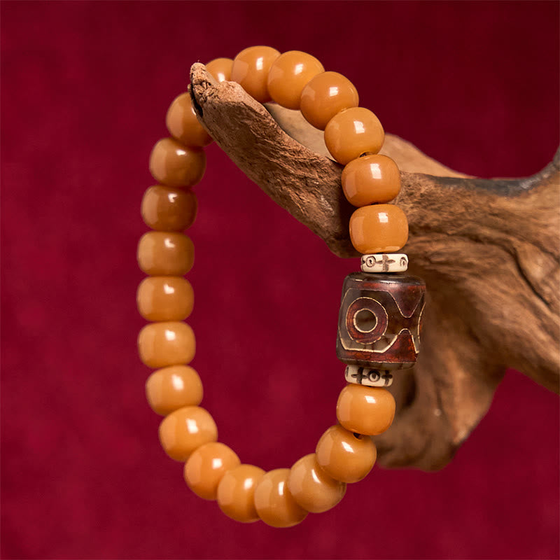 Fortune Jewel Tibetan Bodhi Seed Dzi Bead Keep Away Evil Spirits Bracelet